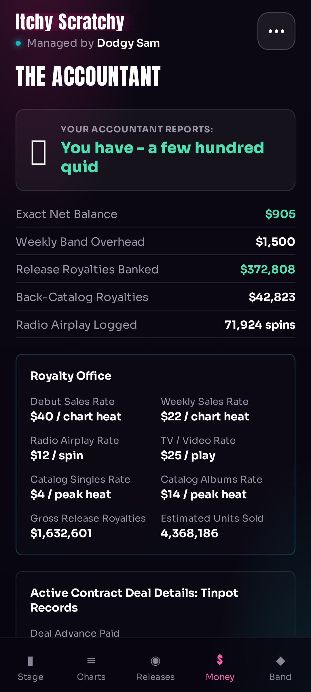 MEGASTAR money screen
