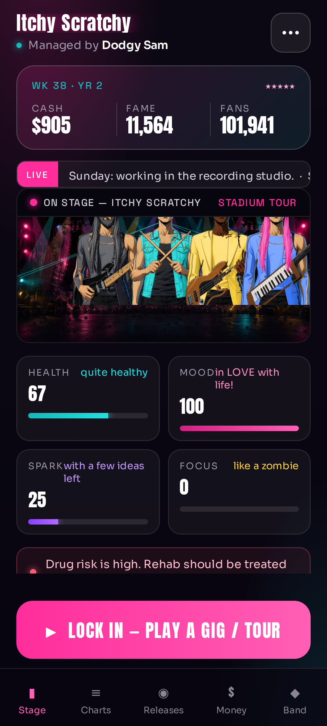 MEGASTAR weekly decision screen